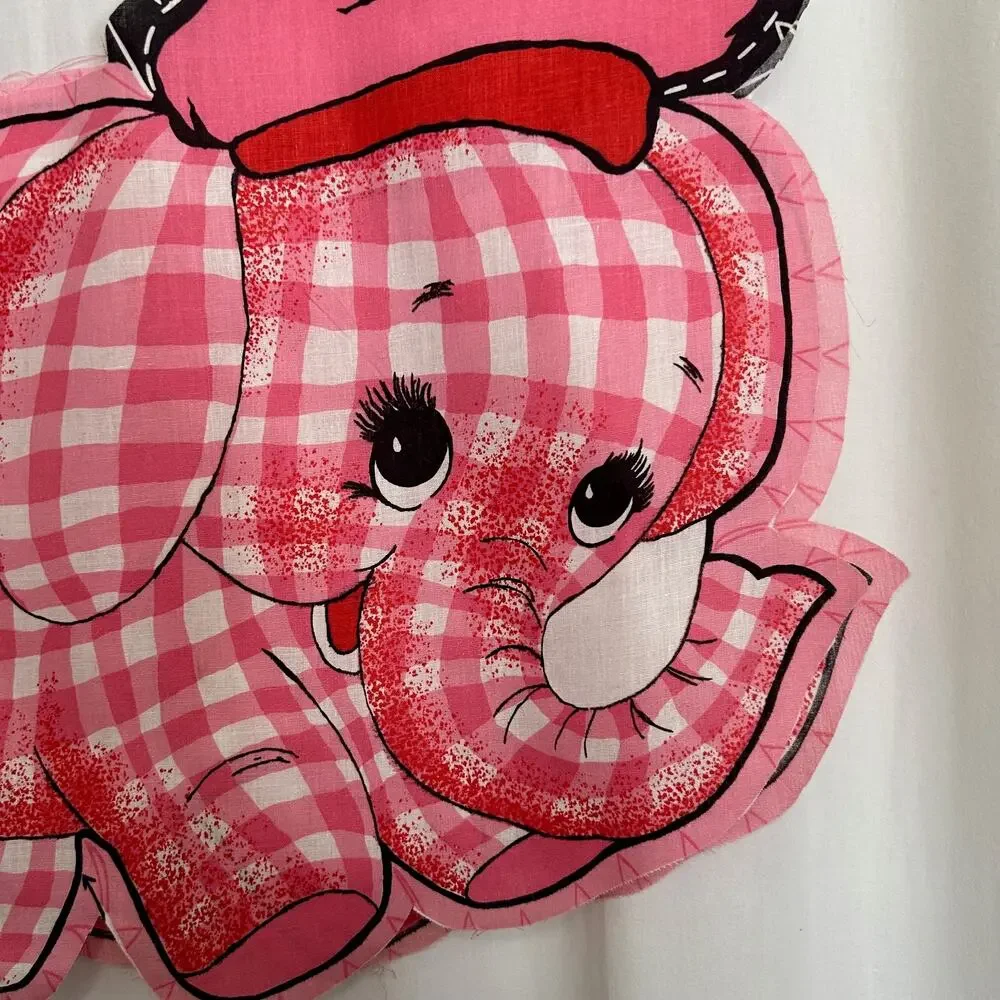 Vintage Pink Elephant‎ Plush Unfinished Project Complete HTF